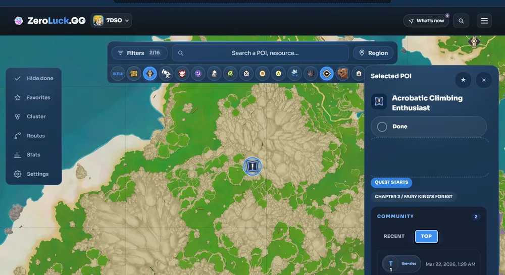 Acrobatic Climbing Enthusiast, Fairy King's Forest location on the interactive map