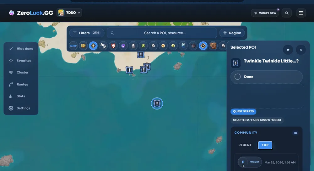 Twinkle Twinkle Little...?, starting point on the Fairy King's Forest interactive map