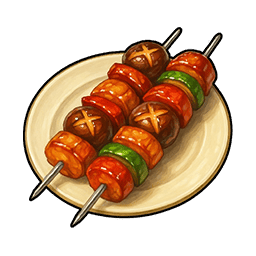 Huge Mushroom and Meat Skewer