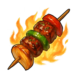 Flaming Grilled Meat Skewer