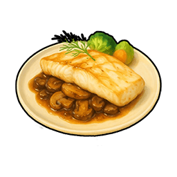 Fish Steak with Mushrooms